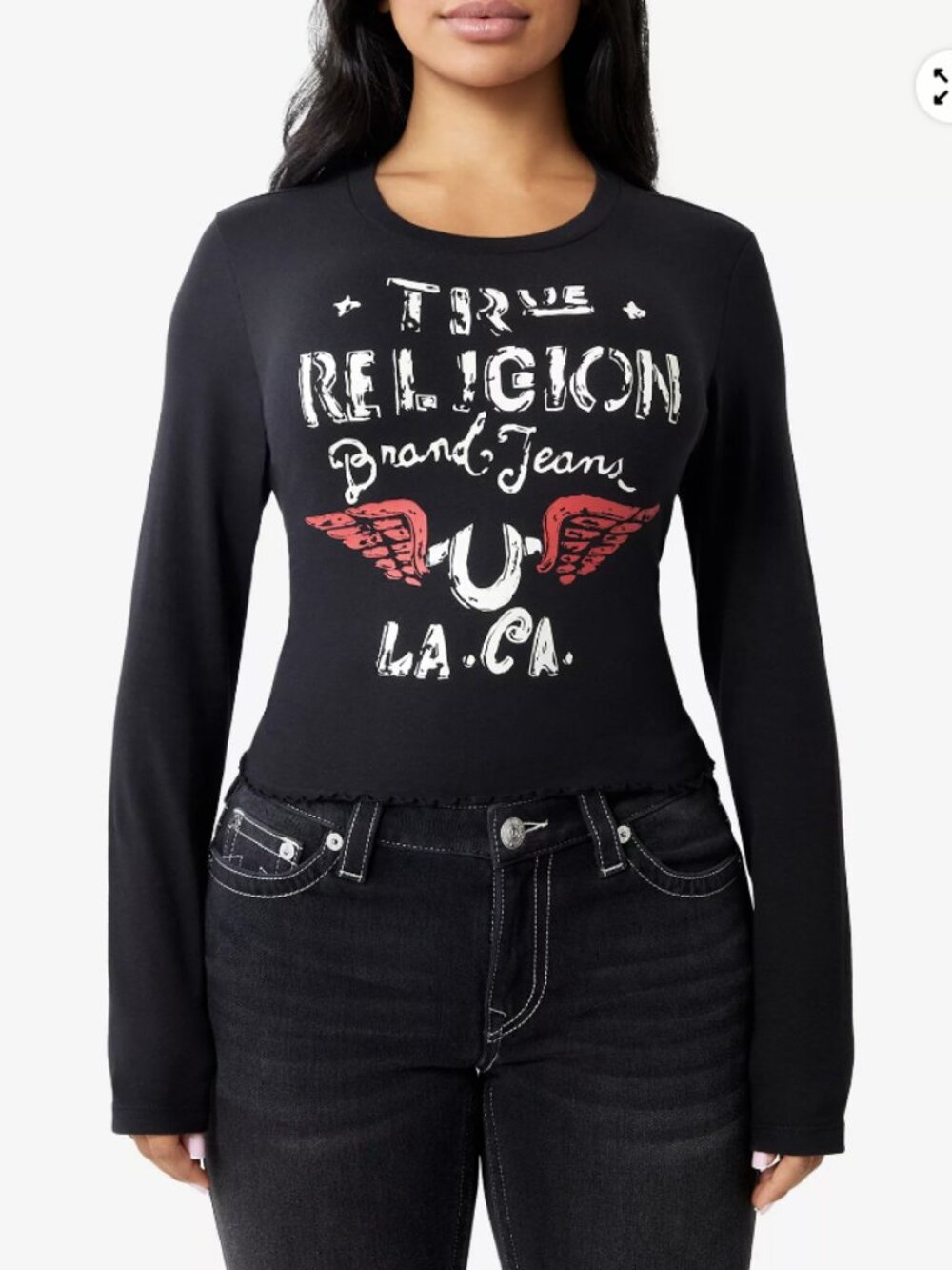 True Religion Distressed Wing Baby Long Sleeve Tee - Black XS